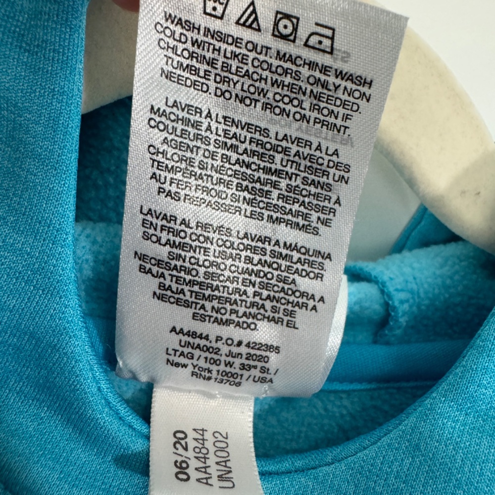 Adidas Girl’s Size Medium 10/12 Blue Logo Graphic Pullover Casual Hoodie AA4844 - Picture 6 of 7